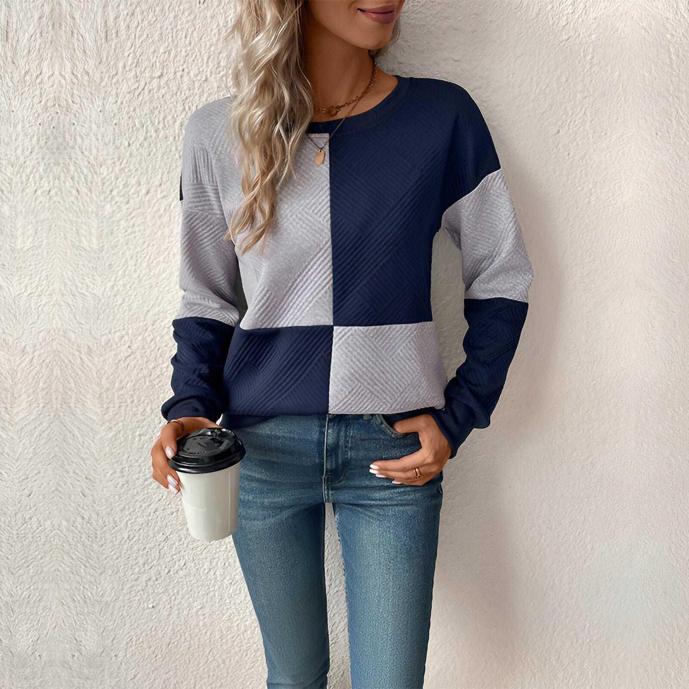 Josefin™ - Vintage Tröja med Färgblock