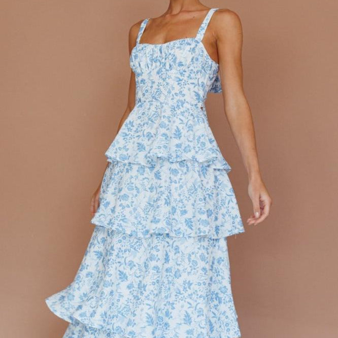 Lovisa - Layered maxi dress with floral print and straps