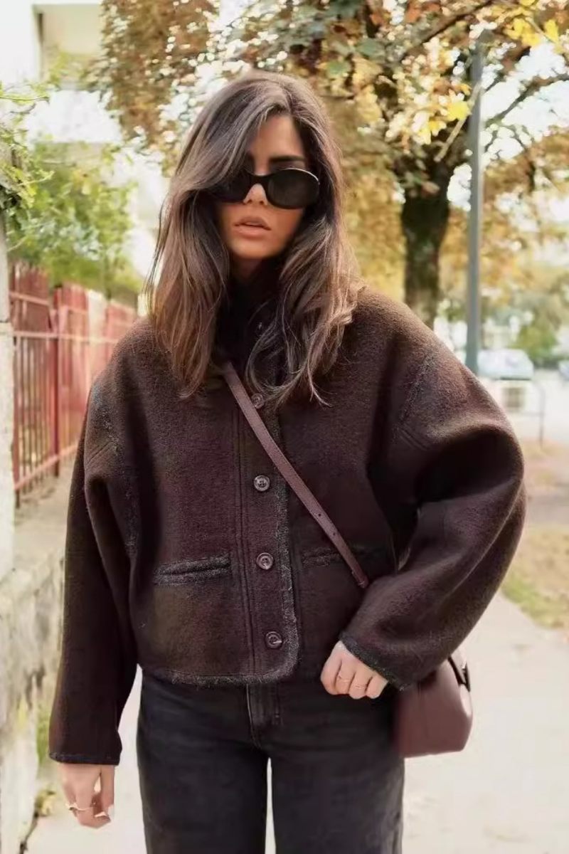 Daniela - Oversized button-down jacka med framfickor