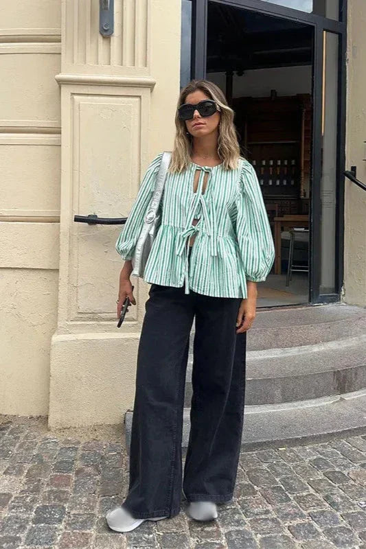 Amelia - Långärmad randig blus
