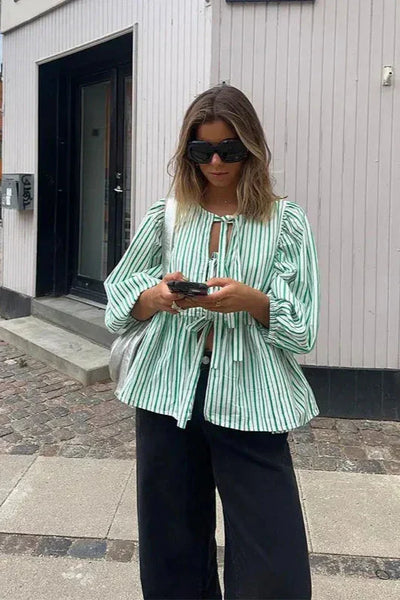 Amelia - Långärmad randig blus