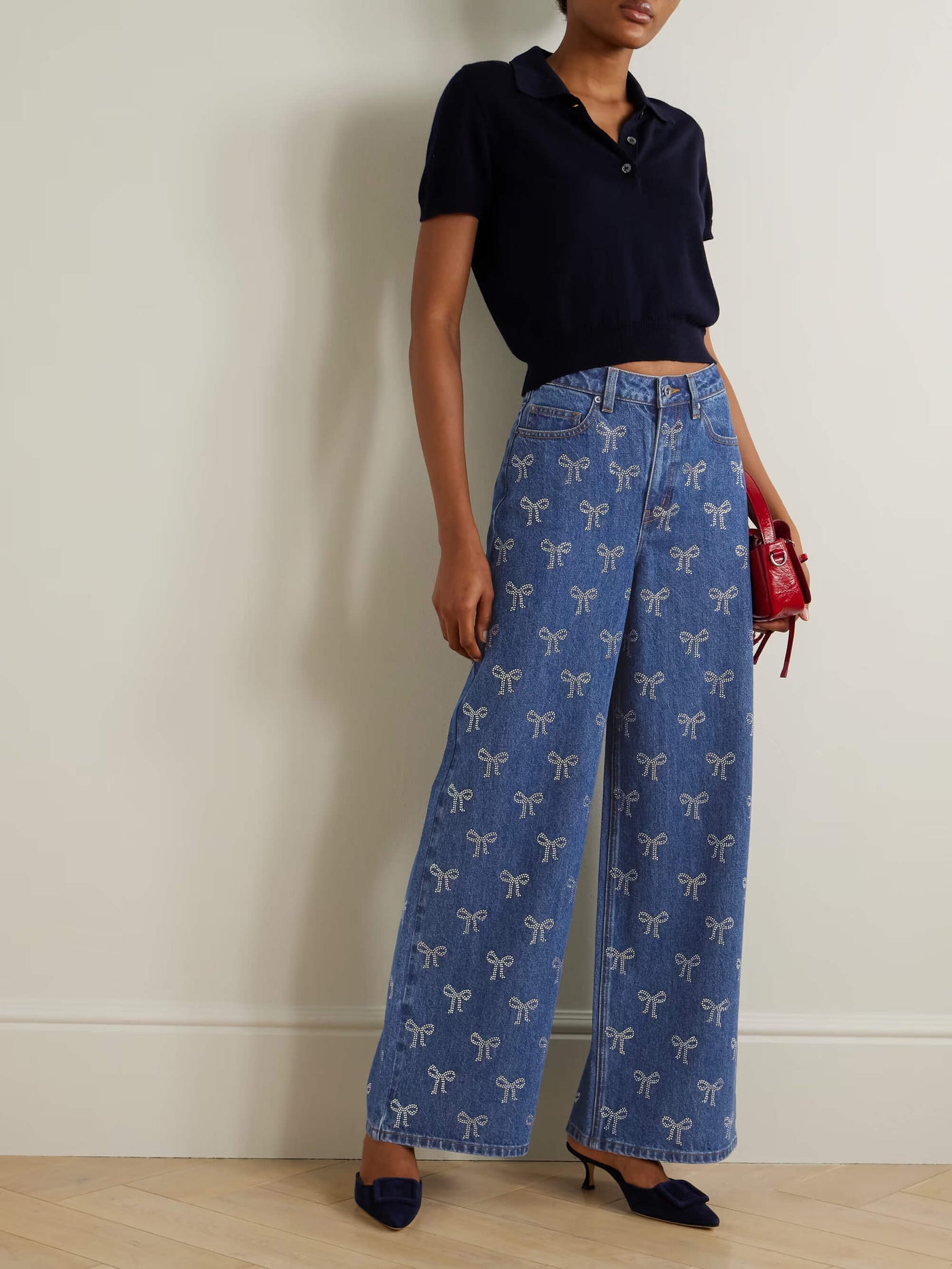 Penelope - Vida jeans med rosettmönster