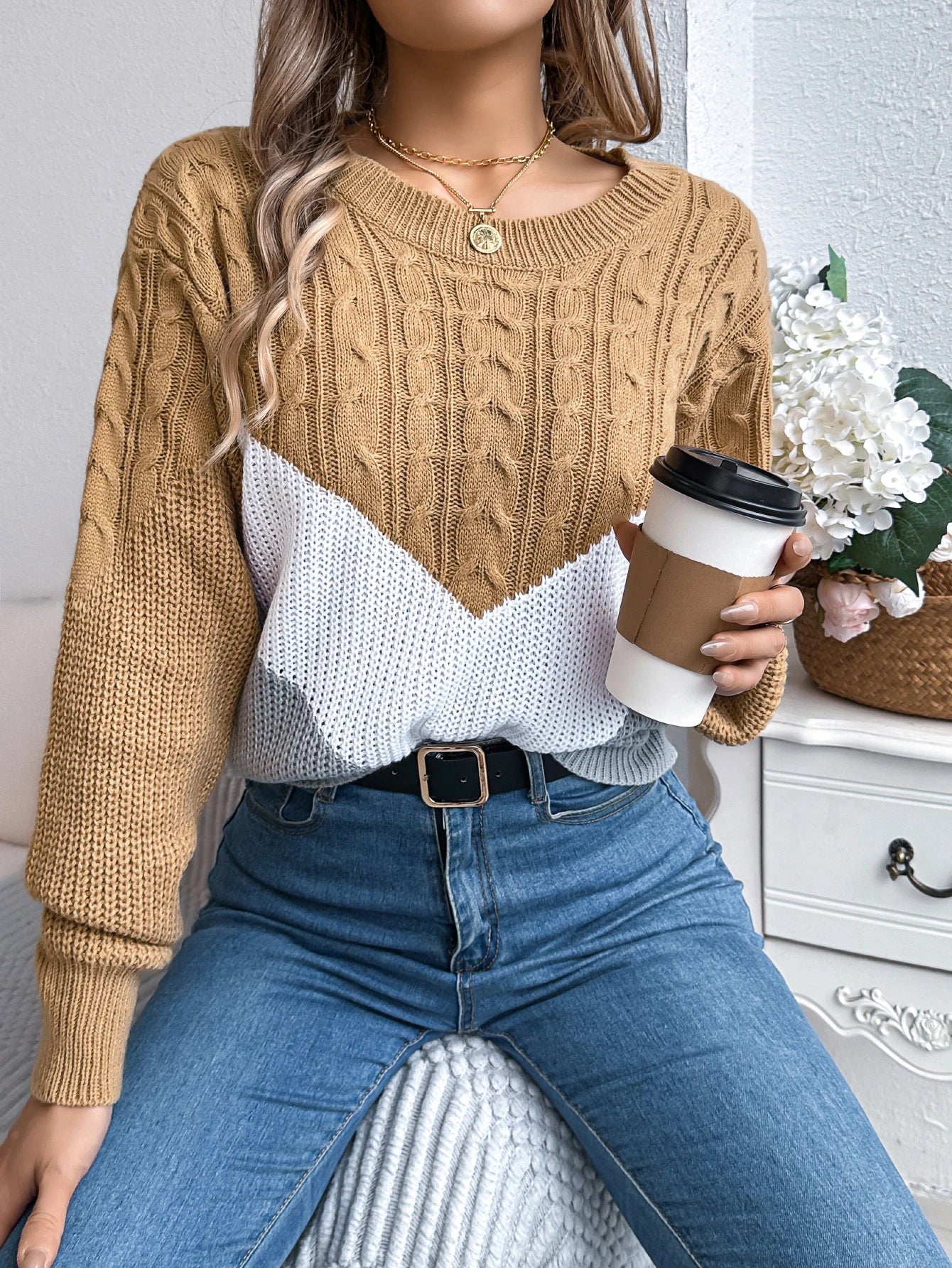 Lilly™ - Chevron Flätstickad Tröja
