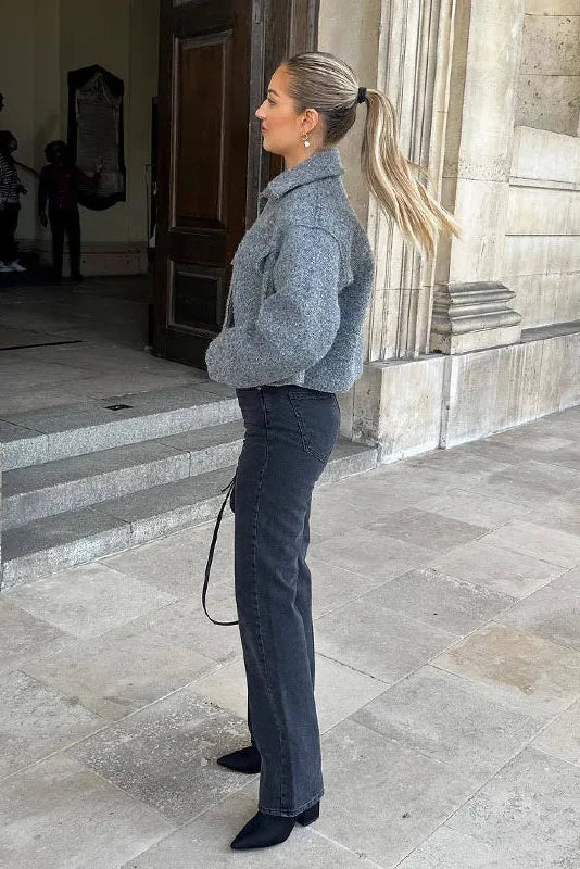 Therese - Oversized jacka med dragkedja och bröstfickor