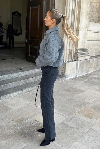 Therese - Oversized jacka med dragkedja och bröstfickor