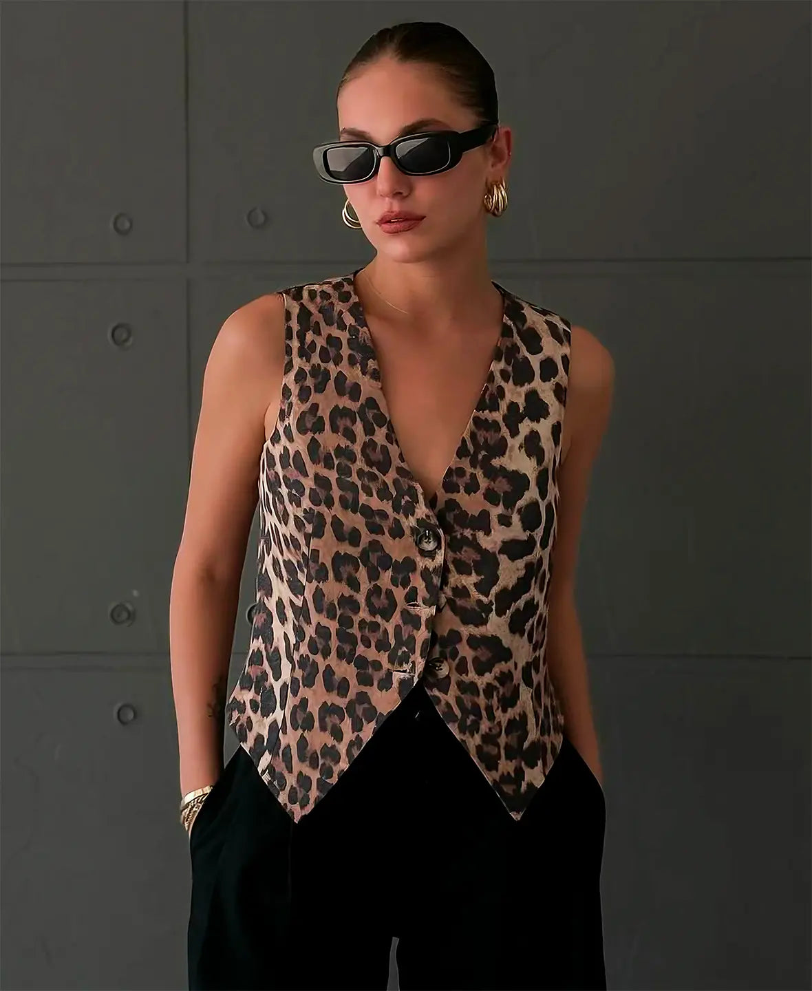 Olivia - Cardigan med leopardmönster