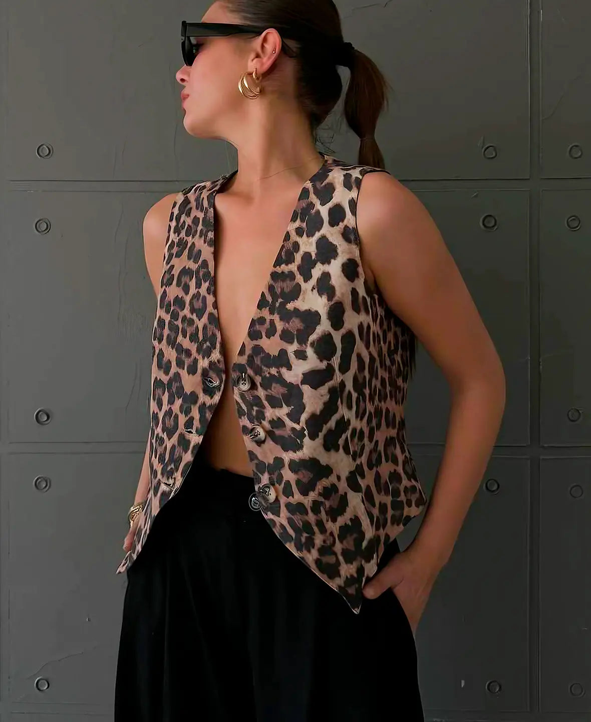 Olivia - Cardigan med leopardmönster