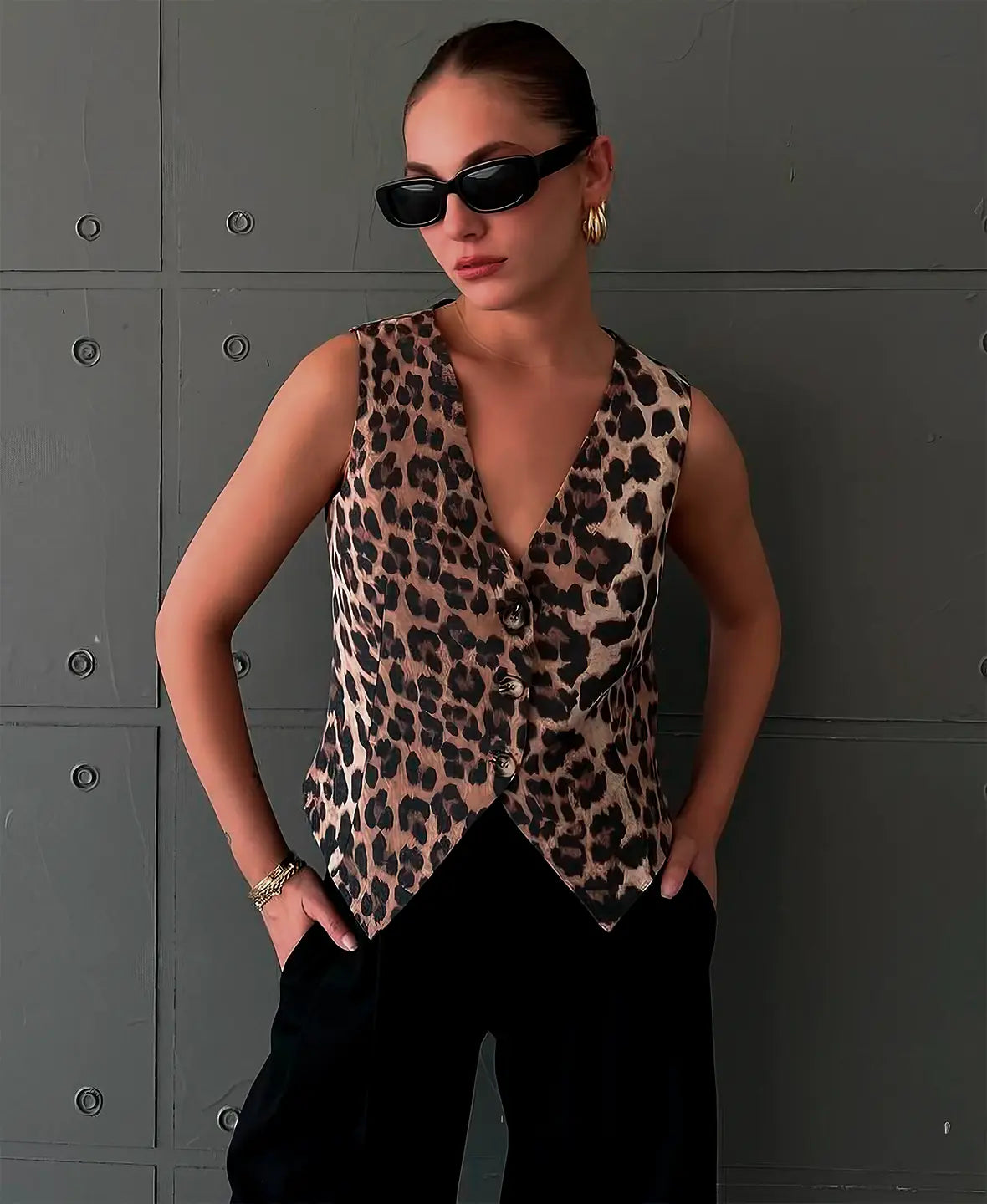 Olivia - Cardigan med leopardmönster