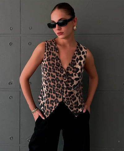 Olivia - Cardigan med leopardmönster