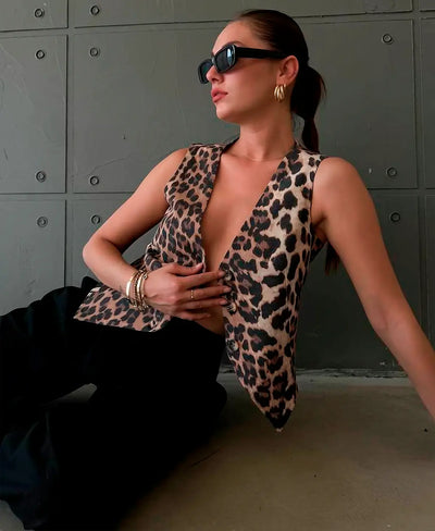 Olivia - Cardigan med leopardmönster