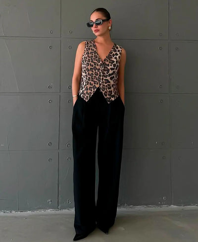 Olivia - Cardigan med leopardmönster
