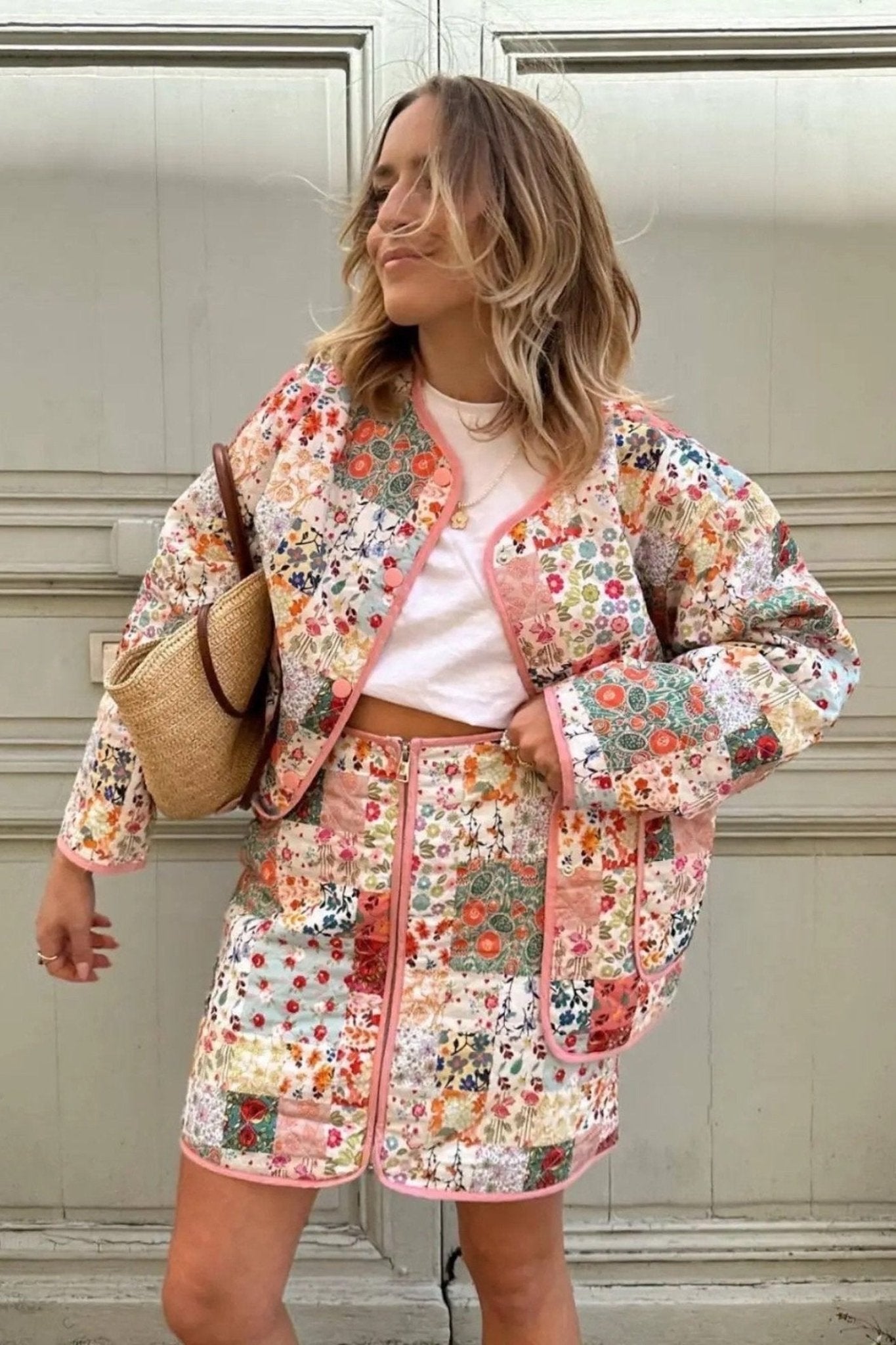 Birgitta - Co-ord set i färgglatt lapptäcke