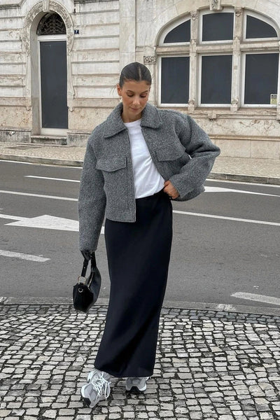 Therese - Oversized jacka med dragkedja och bröstfickor