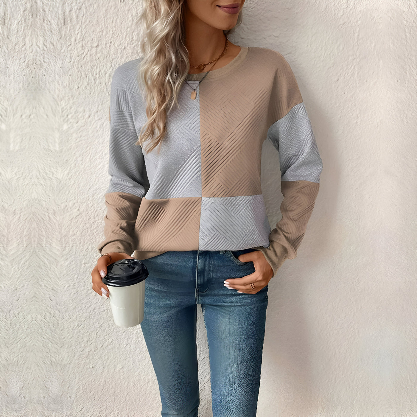 Josefin™ - Vintage Tröja med Färgblock