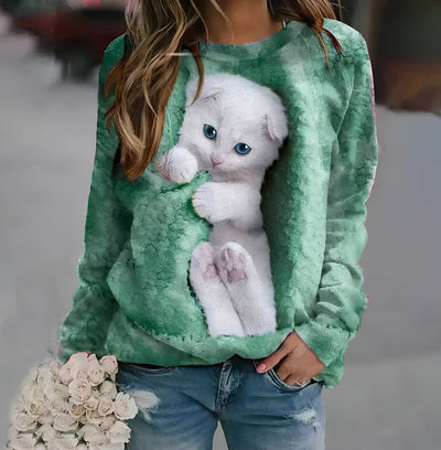 Jule™ – Unikt Sweatshirt med 3D Kattmotiv